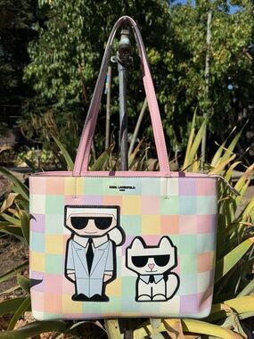 Karl Lagerfeld Maybelle Pastel Check Tote Bag